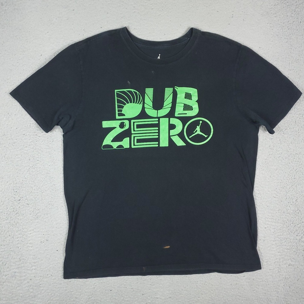 Jordan Green Dub Zero Black Casual Short Sleeve T-Shirt Mens Size Large *STAINED
